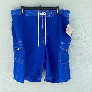 Zelos Men's Blue Board Swim Shorts Size 40 Drawstring Waistband